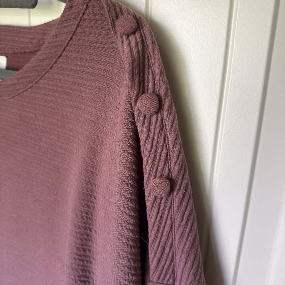 New York Laundry Women’s 2X Ribbed Dolman Sleeve Tunic Top Mauve